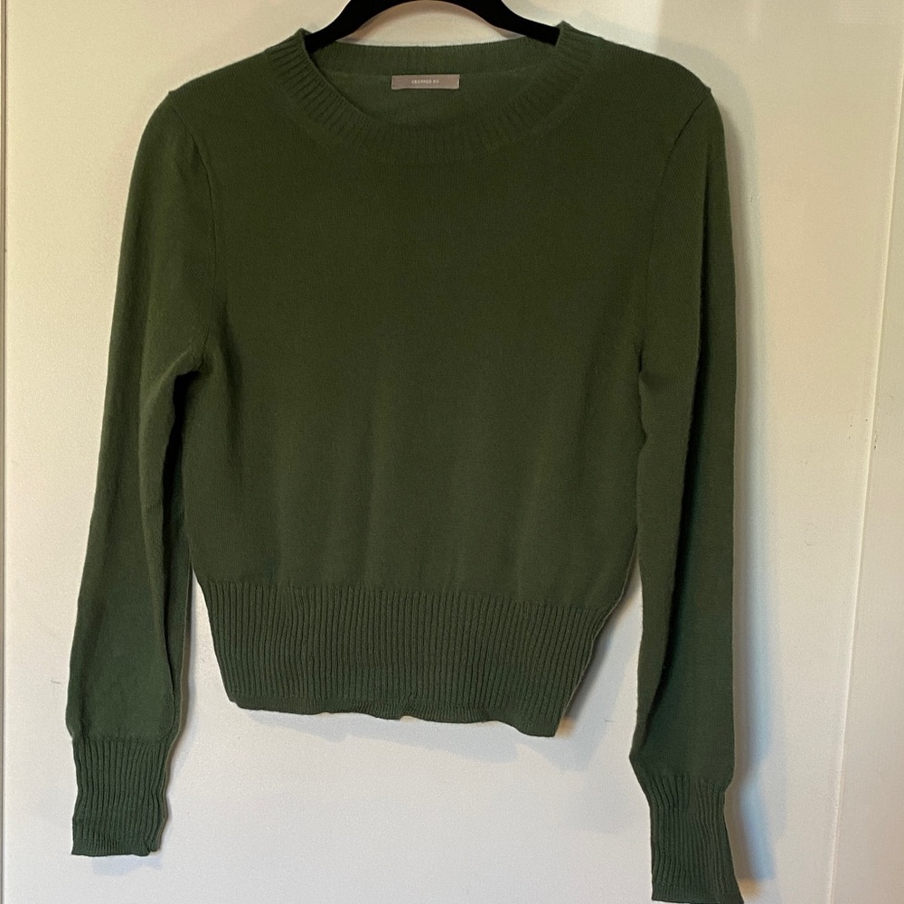 Everyday Crewneck 100% Cashmere Sweater in Olive Green